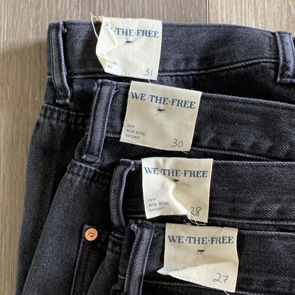 FREE PEOPLE Ivy Mid Rise Denim Shorts Faded Black Room Rocker - Picture 7 of 8